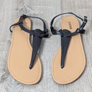 Just Fab Black Thong Sandals Size 10